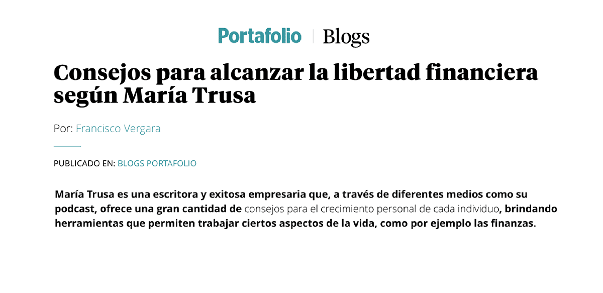 3 secretos de María Trusa para alcanzar la libertad financiera